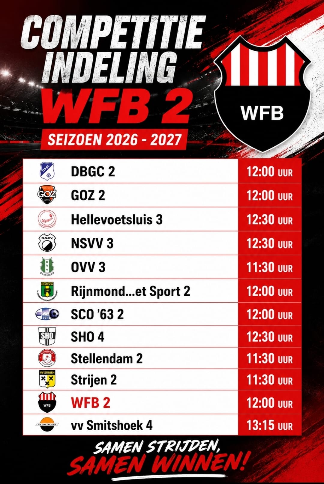 Competitie- en bekerindeling WFB 2 tm WFB JO19-1