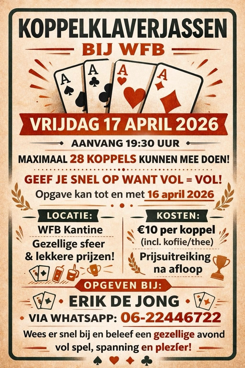 17 april koppelklaverjassen bij WFB