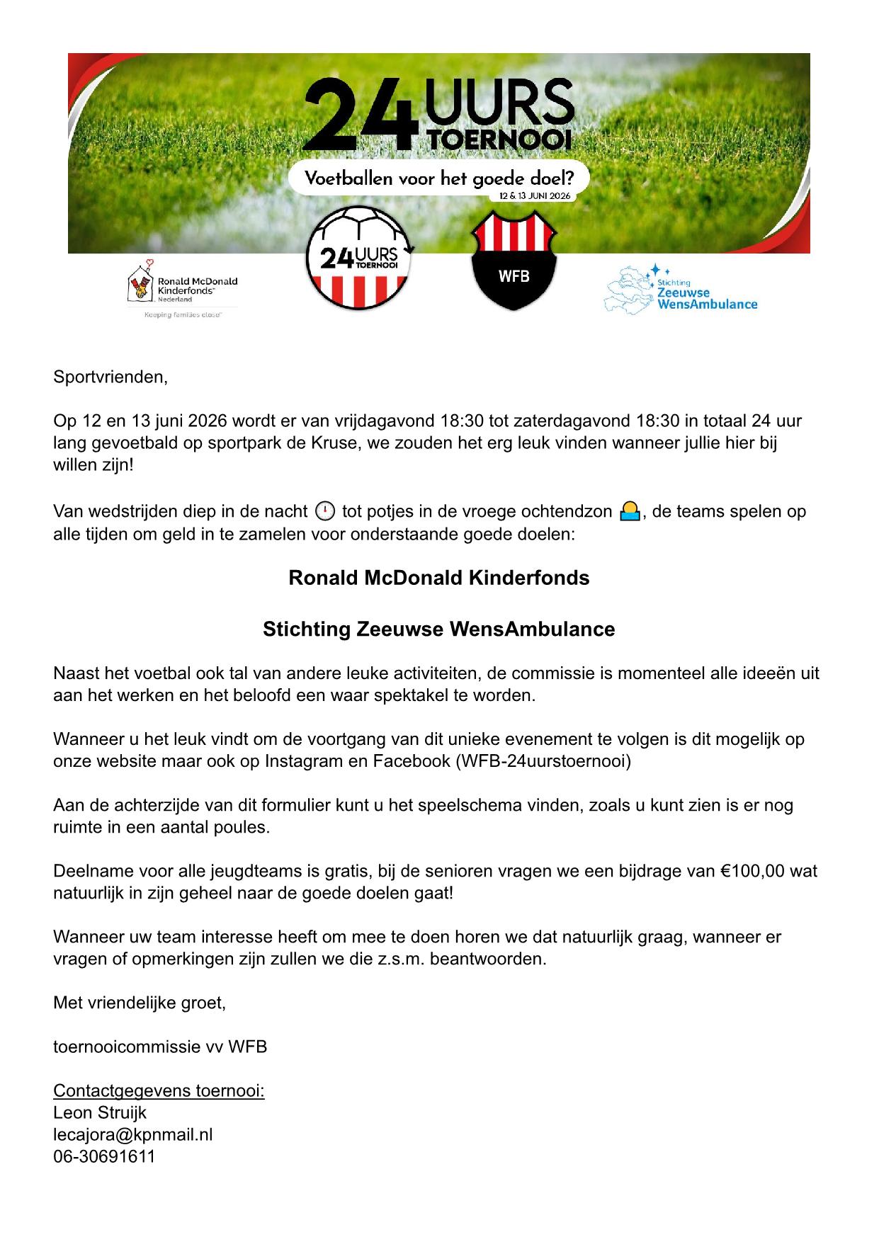 Update 1 maart 24uurstoernooi WFB!