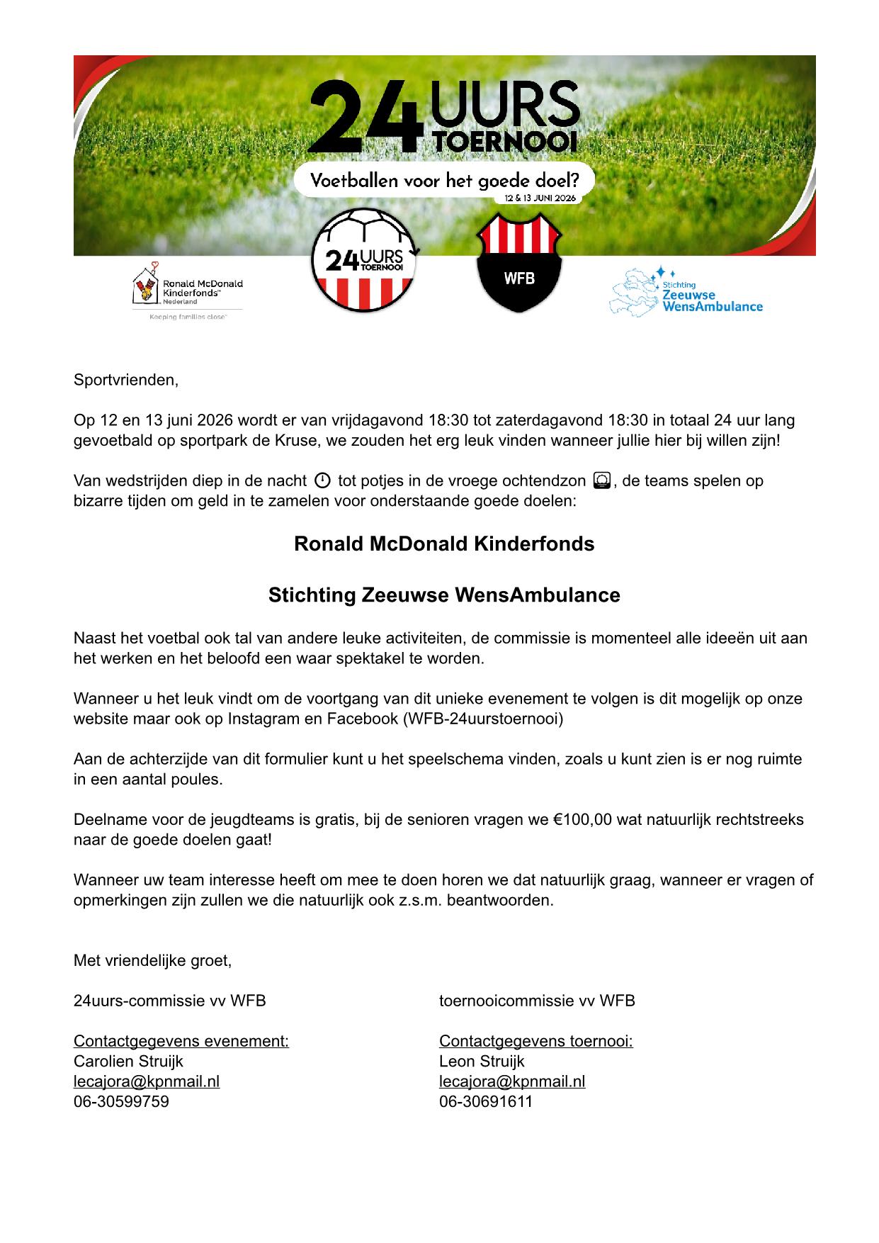 Update 8 januari 24uurstoernooi WFB!