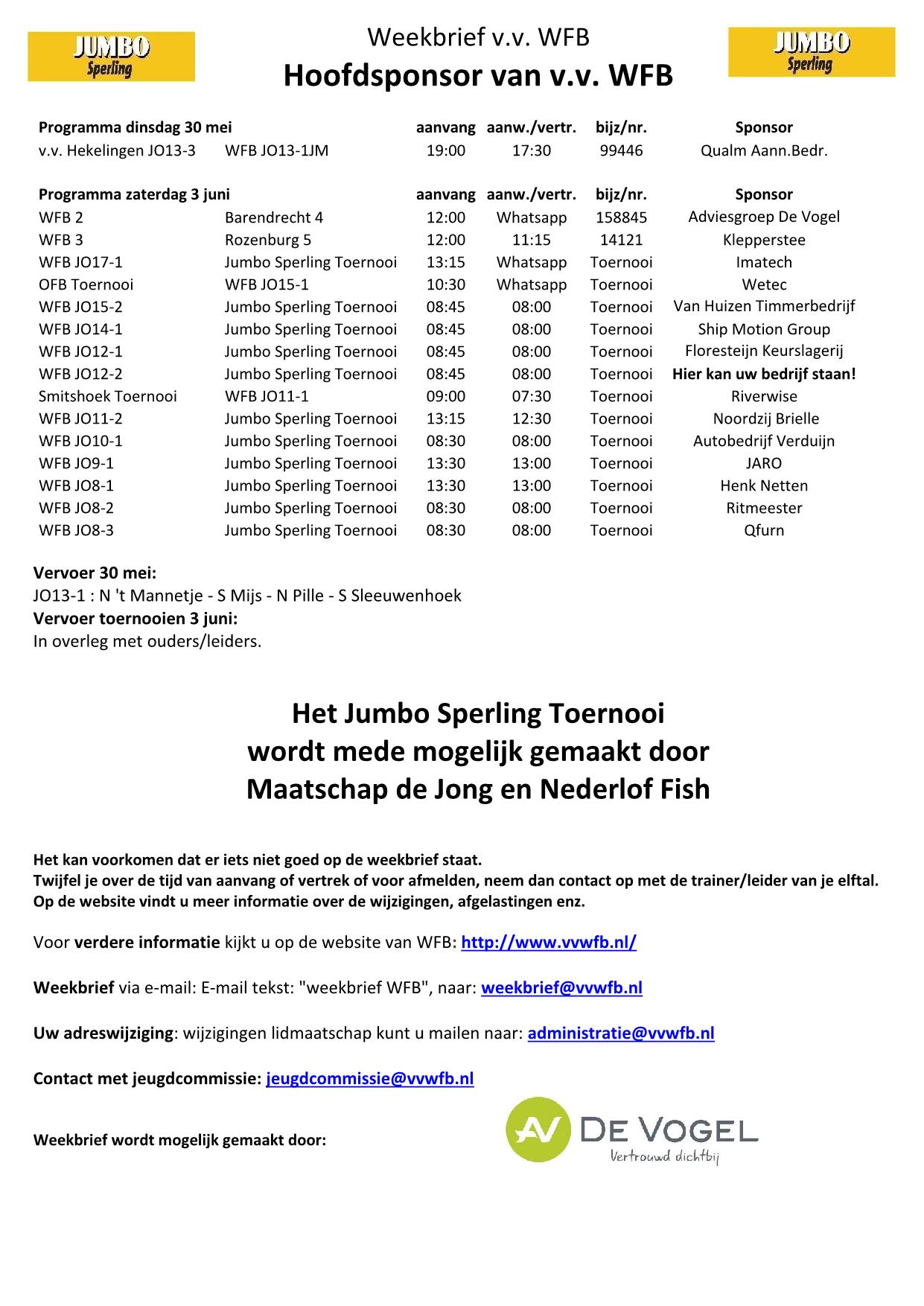 Weekbrief 37, tm 3 juni seizoen 2022-2023