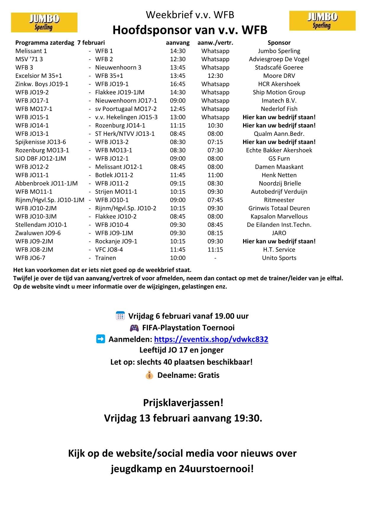 Weekbrief tm 7 februari 2026