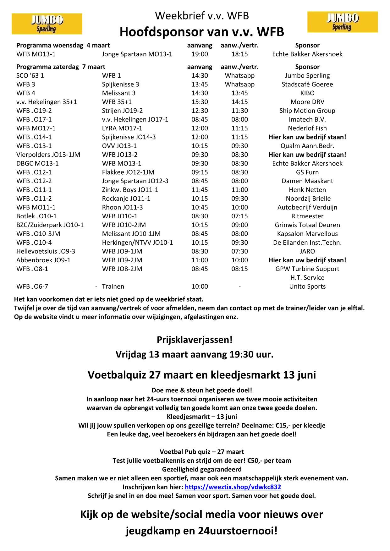 Weekbrief tm 7 maart 2026