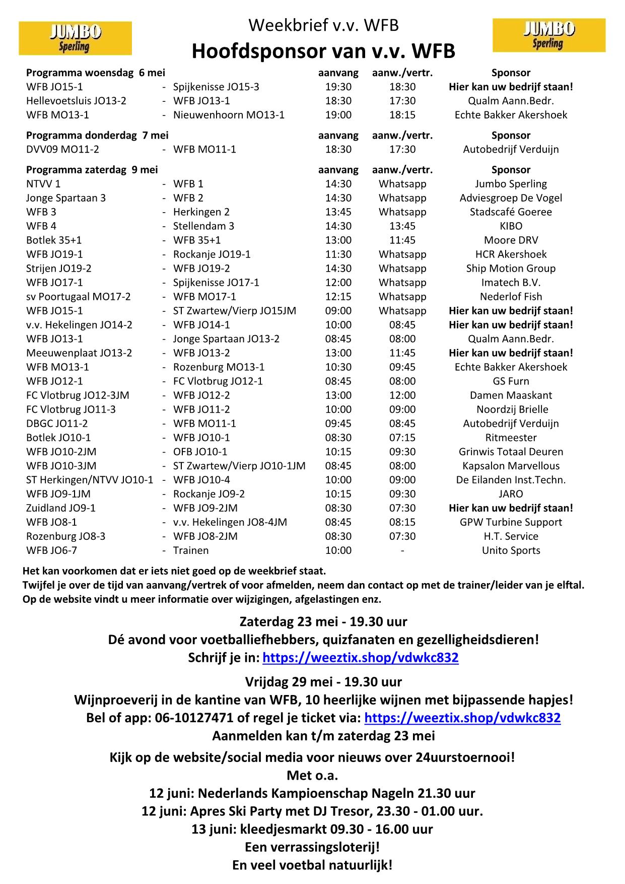 Weekbrief tm 9 mei