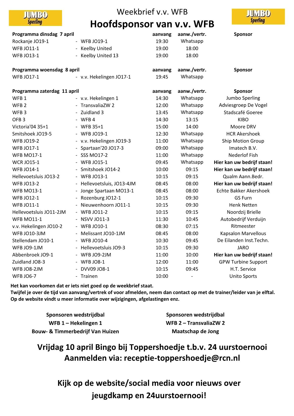 Weekbrief tm 11 april 2026