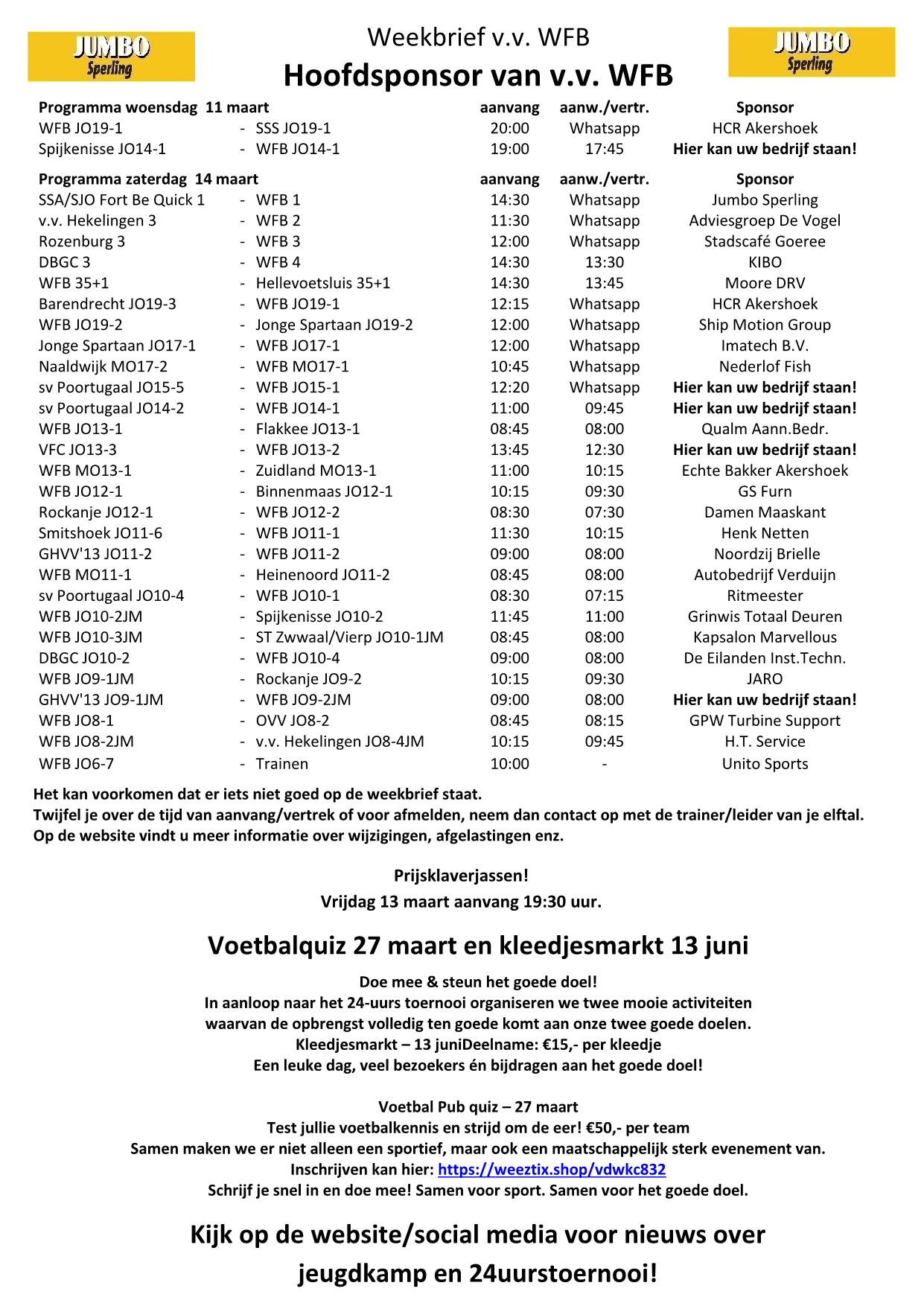 Weekbrief tm 14 maart 2026
