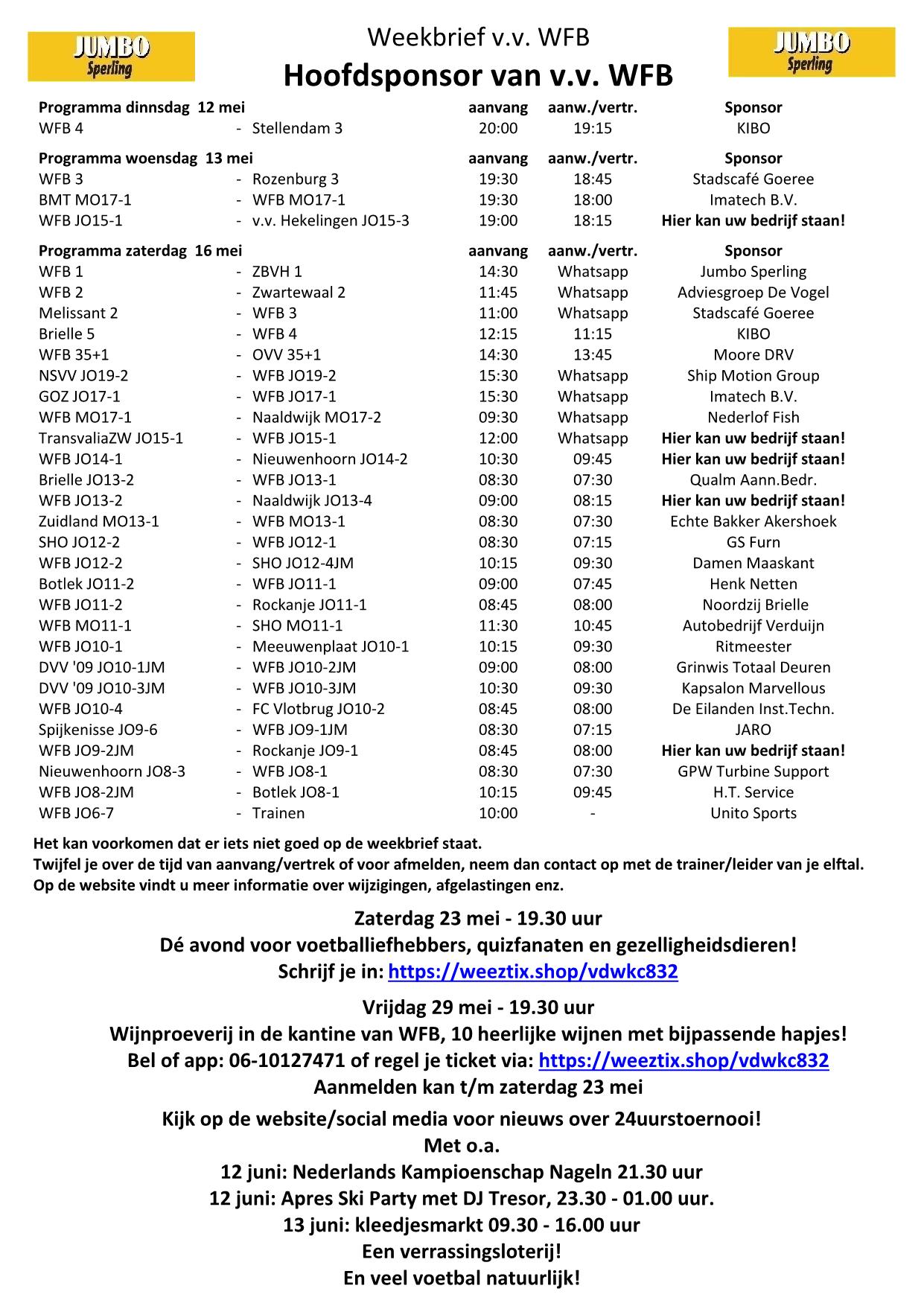 Weekbrief tm 16 mei