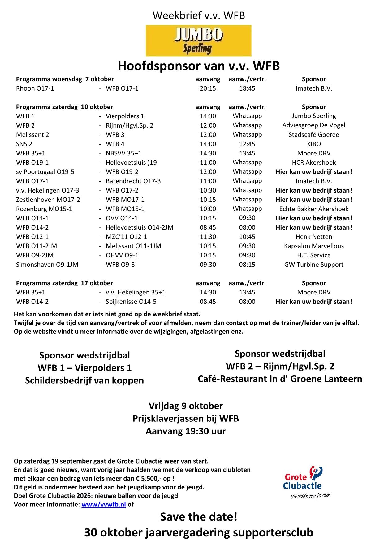 Weekbrief tm 17 oktober
