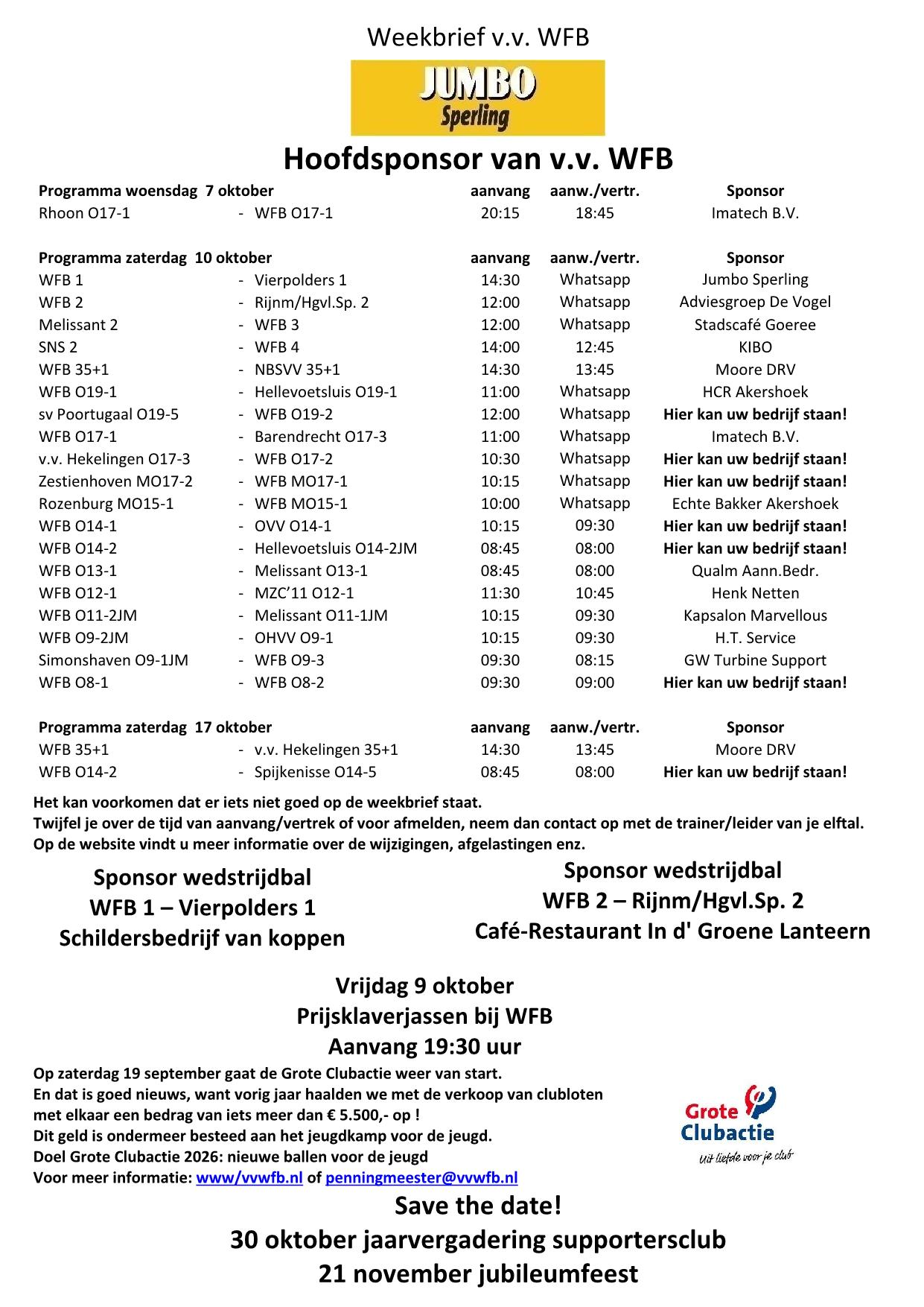 Weekbrief tm 17 oktober