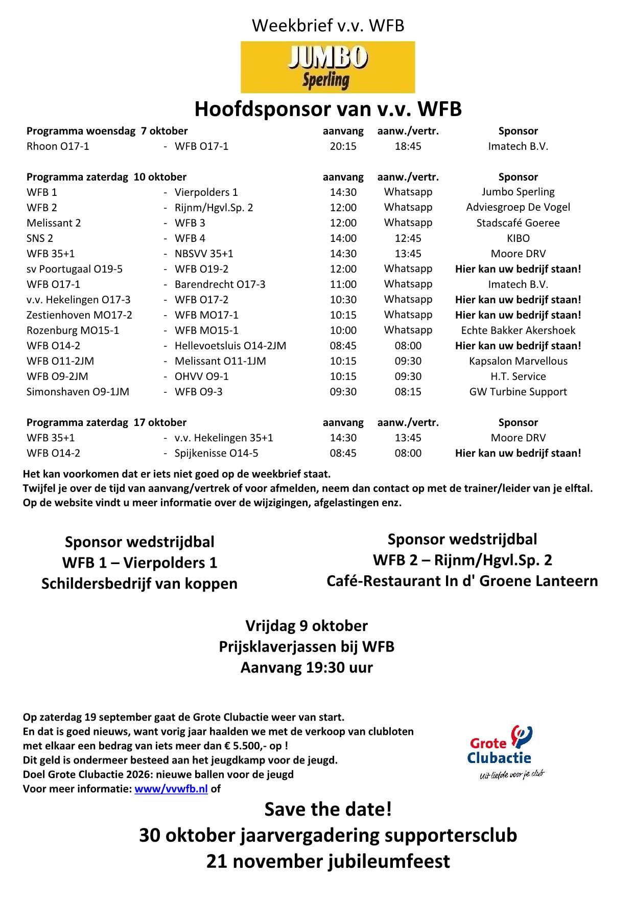 Weekbrief tm 17 oktober