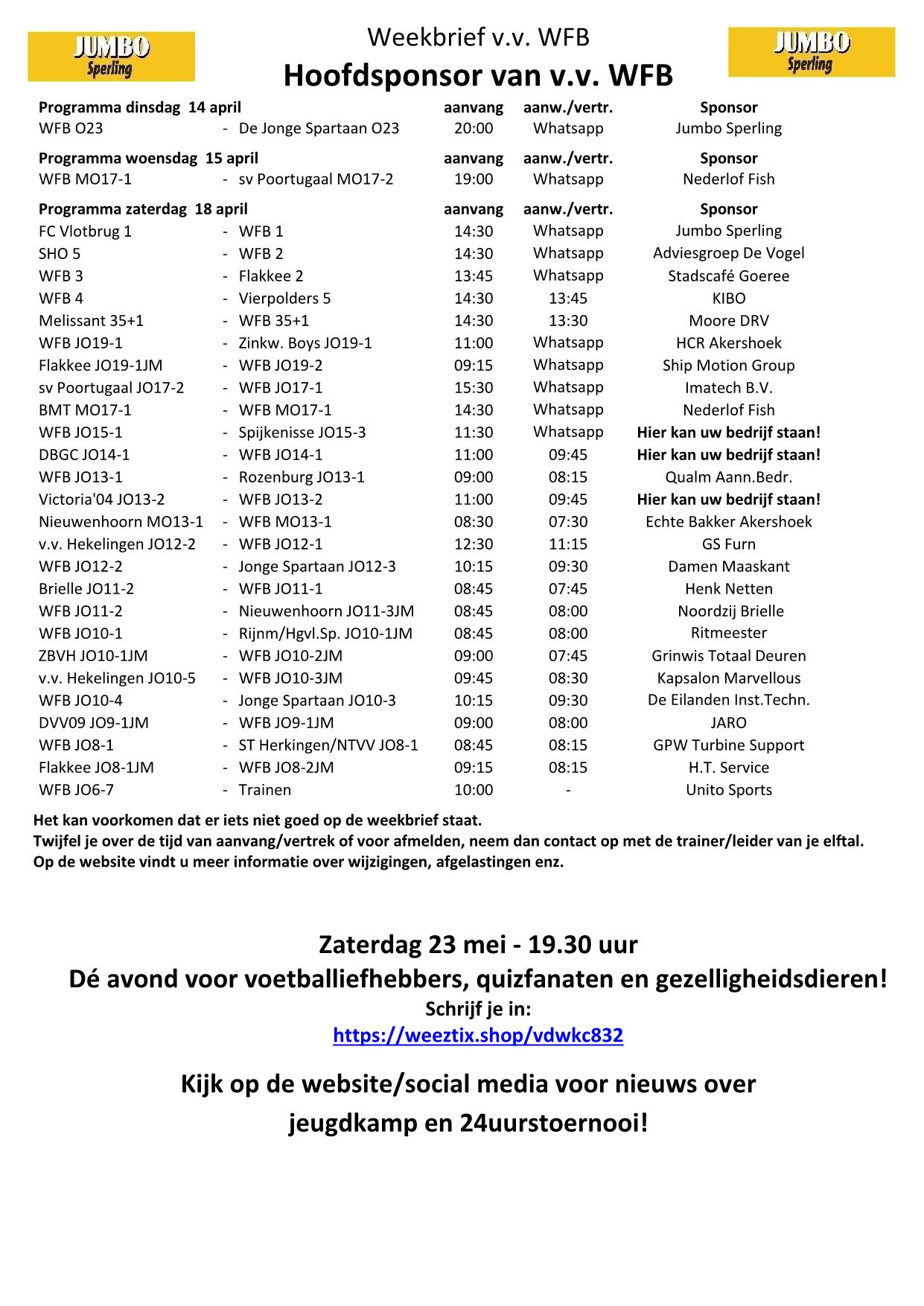 Weekbrief tm 18 april