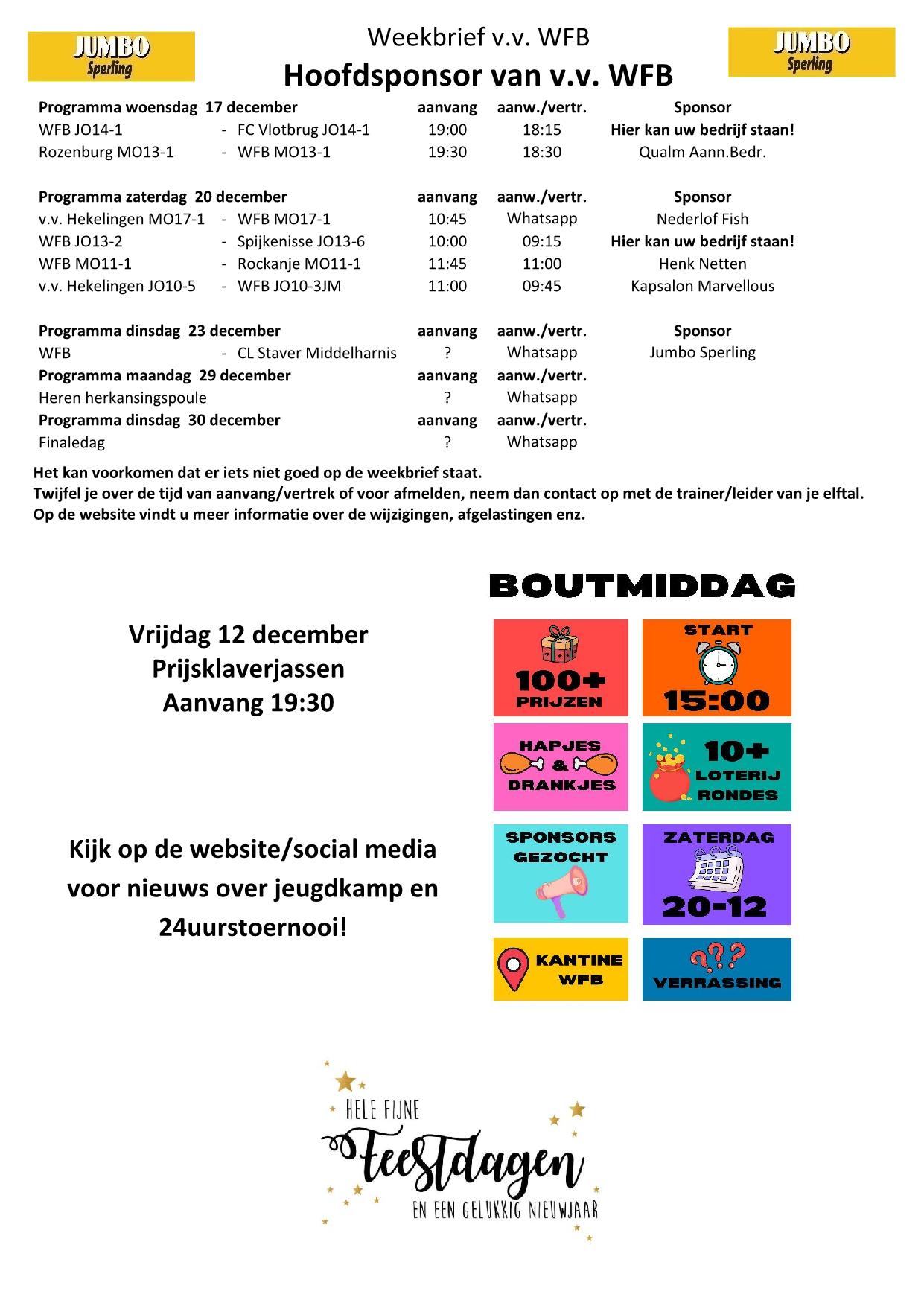 Weekbrief 16 seizoen 2025-2026, 20 december