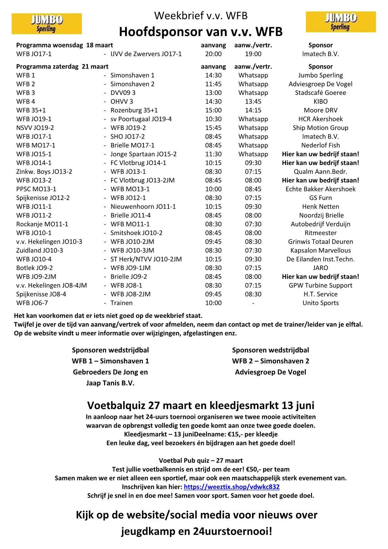 weekbrief tm 21 maart 2026