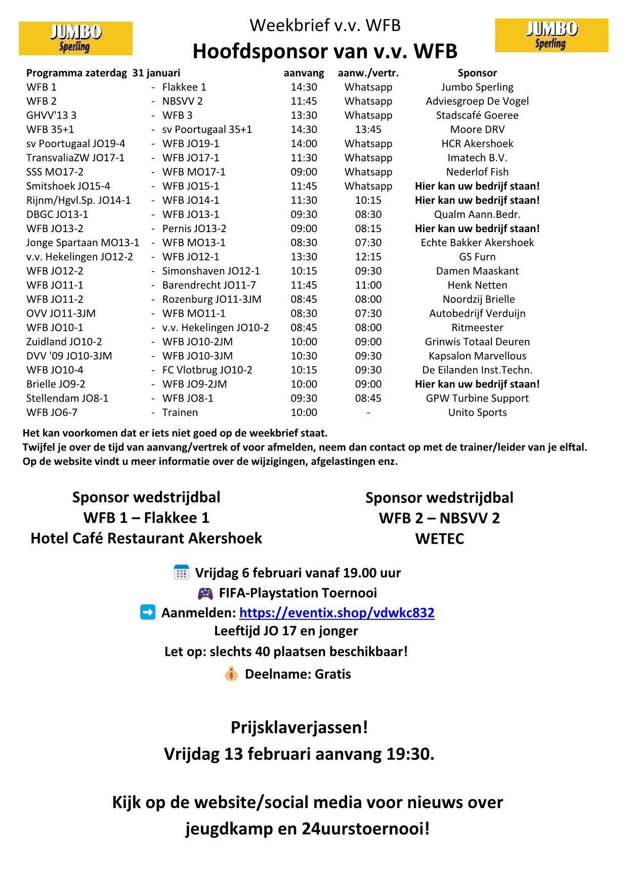 Weekbrief tm 31 januari 2026