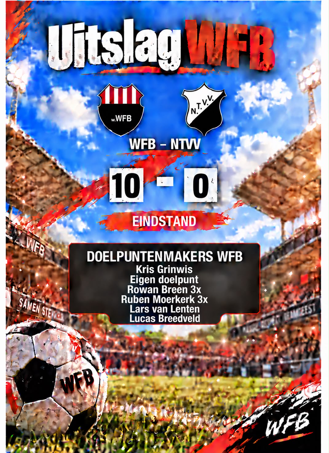 Wedstrijdverslag WFB 1 - NTVV 1