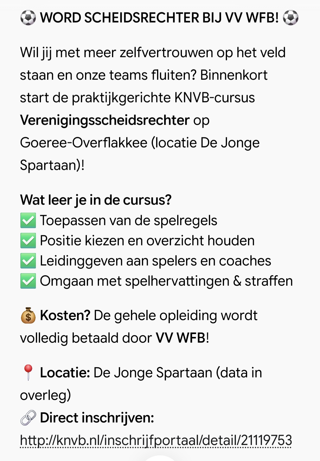 Word scheidsrechter bij WFB