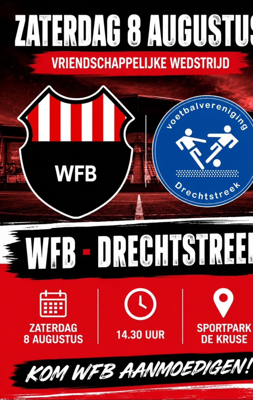 Zaterdag 8 augustus weer voetbal bij WFB
